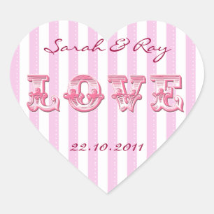 Pink and white Candy stripe love sticker