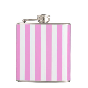 Pink and white candy stripes hip flask