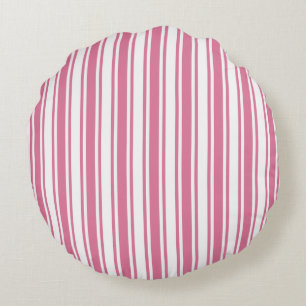 Pink and white candy stripes round cushion