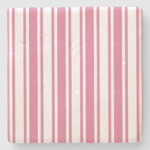 Pink and white candy stripes stone coaster
