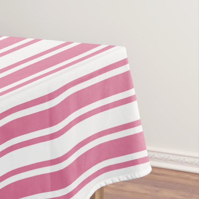 Pink and white candy stripes tablecloth (In Situ)