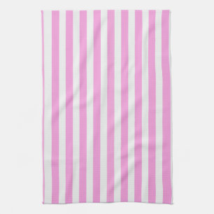 Pink and white candy stripes tea towel