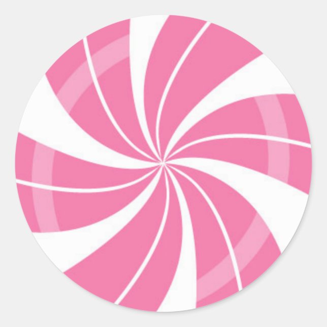 Pink and white candy swirl, peppermint candy classic round sticker (Front)