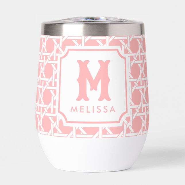 Pink and White Cane | Rattan | Monogram  (Front)