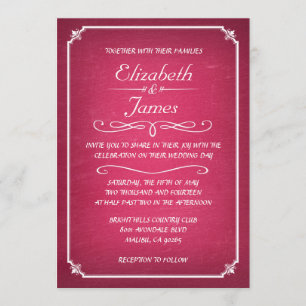 Pink and White Chalkboard Wedding Invitations