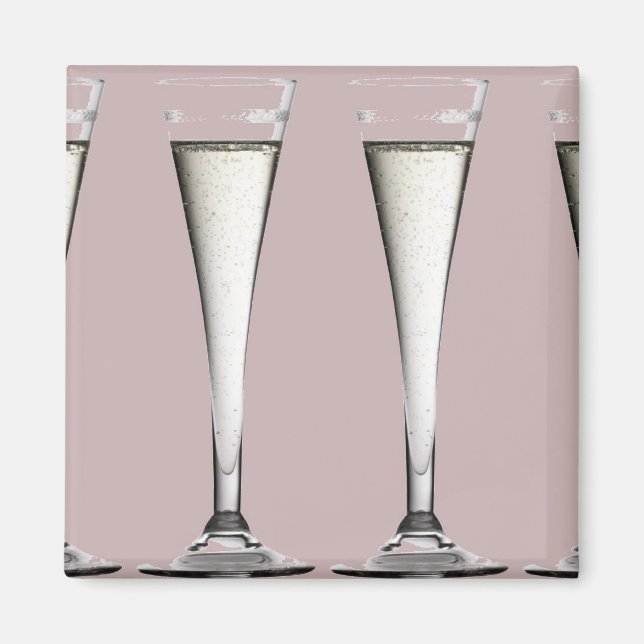 Pink and White Champagne Glass Flutes Magnet (Front)