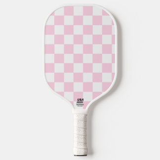 Pink and White Check Pickleball Paddle