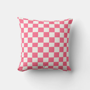 Pink and White Checkered Pattern  Cushion