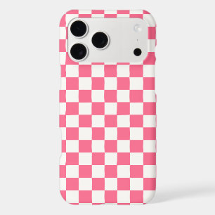 Pink and White Checkered Pattern iPhone Case