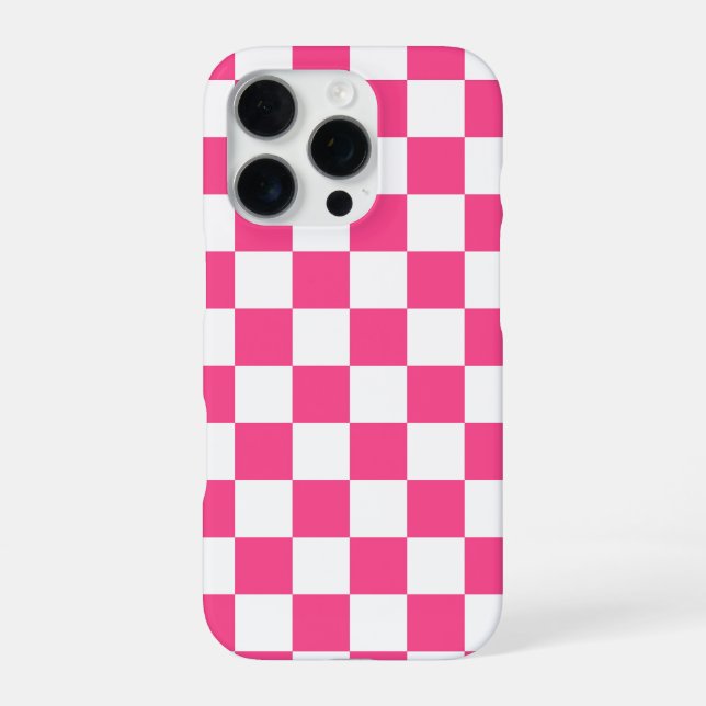 Pink and White Checkered Print iPhone Case (Back)