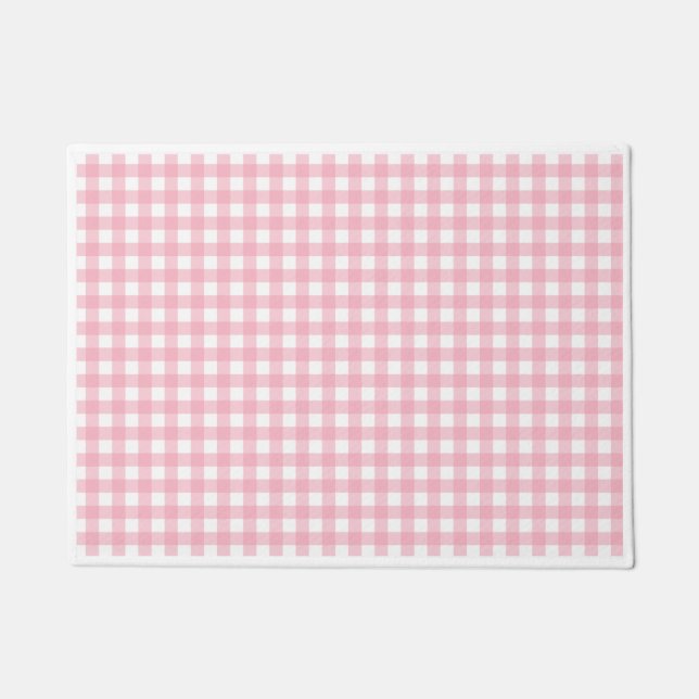 Pink And White Chequerboard  Doormat (Front)