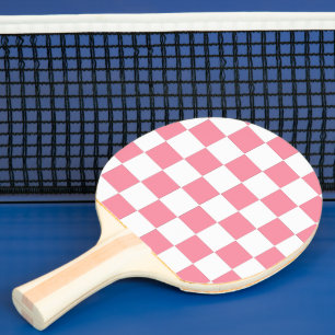 Pink and White chequered  Ping Pong Paddle
