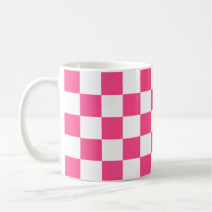 Pink and White Chequered Print Coffee Mug