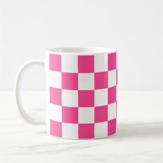 Pink and White Chequered Print Coffee Mug