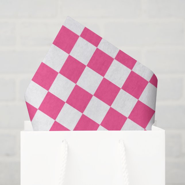 Pink and White Chequered Print Tissue Paper (Gift Bag)