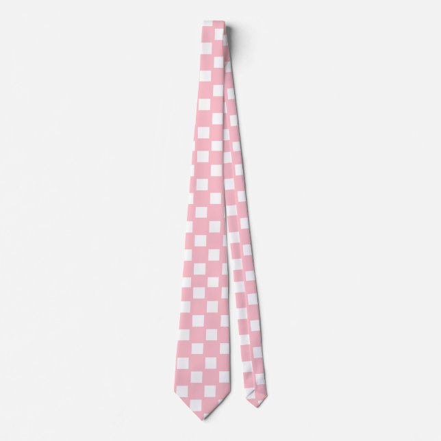 Pink and White Chequered Tie (Front)