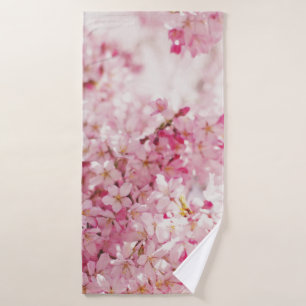PINK AND WHITE CHERRY BLOSSOM BATH TOWEL