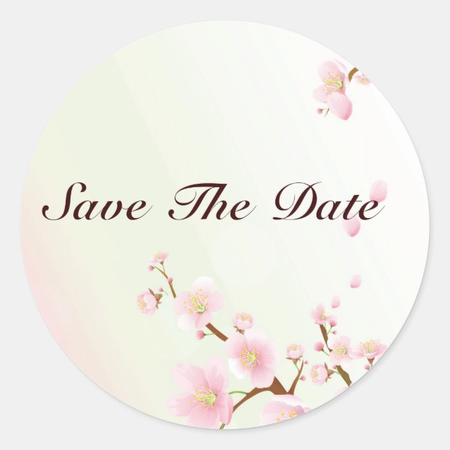 Pink And White Cherry Blossom Nature Design Classic Round Sticker (Front)