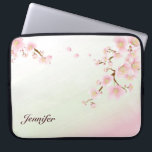 Pink And White Cherry Blossom Nature Monogram Laptop Sleeve<br><div class="desc">Pastel soft tones of pink and white cherry blossom nature design with customisable and optional monogram.  Available on other products and can be requested for any of the products offered at Zazzle.</div>