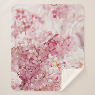 PINK AND WHITE CHERRY BLOSSOM SHERPA BLANKET