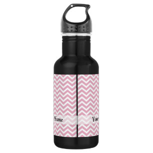 Pink and white chevron 532 ml water bottle