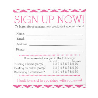 Pink and White Chevron Contact Information Form Notepad