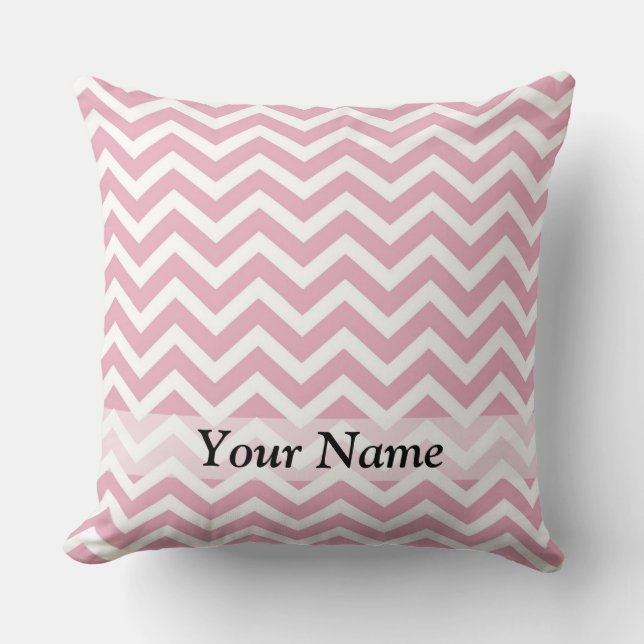 Pink and white chevron cushion (Front)