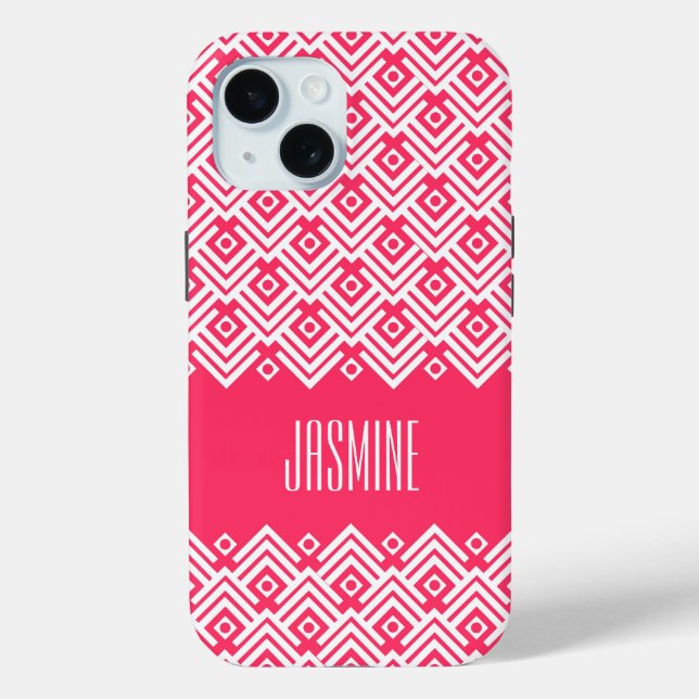 Pink and white chevron damask case mate (Back)