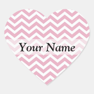 Pink and white chevron heart sticker