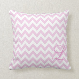 Pink and White Chevron Monogram Nursery Pillow