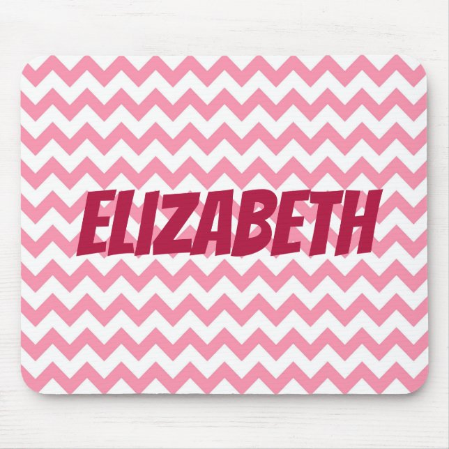 Pink and White Chevron Mouse Pad (Front)