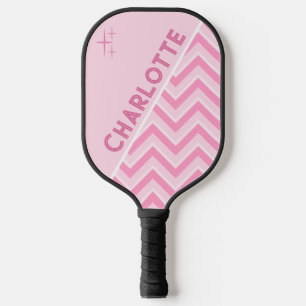 Pink And White Chevron Personalised Custom Pickleball Paddle