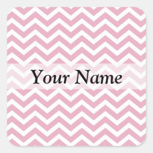 Pink and white chevron square sticker