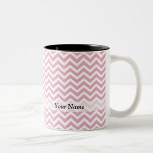 Pink and white chevron Two-Tone coffee mug