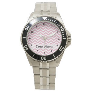 Pink and white chevron watch