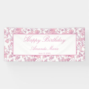 Pink and White Chinoiserie Birthday Banner