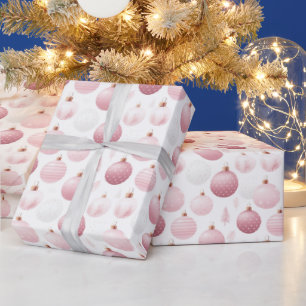 Pink and White Christmas Ornaments Christmas Wrapping Paper