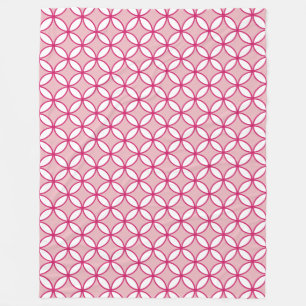 Pink and white circles petals, diamonds pattern fleece blanket