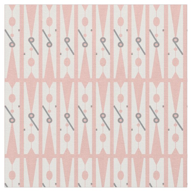 Pink and White Clothespin Patterned Fabric (Close Up)