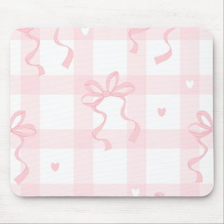 Pink and White Coquette Themed Mouse Pad