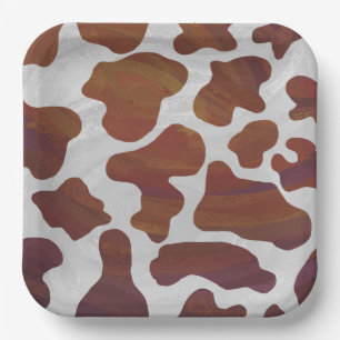 Pink and White Cow Pattern Paper Plate