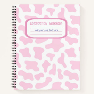 Pink and White Cow Print Notebook