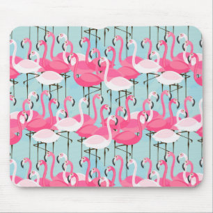 Pink And White Crowd Of Flamingos Mouse Pad