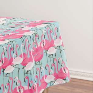 Pink And White Crowd Of Flamingos Tablecloth
