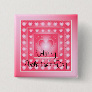 Pink and white cute hearts 15 cm square badge
