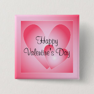 Pink and white cute hearts 15 cm square badge