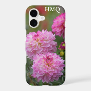 Pink and White Dahlia Flower Initials