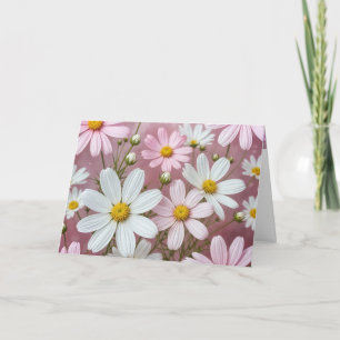 Pink and White Daisies Birthday Card