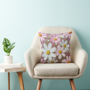 Pink and White Daisies Cushion