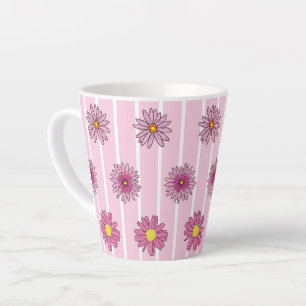 Pink and White Daisies Wildflower Whimsy Latte Mug